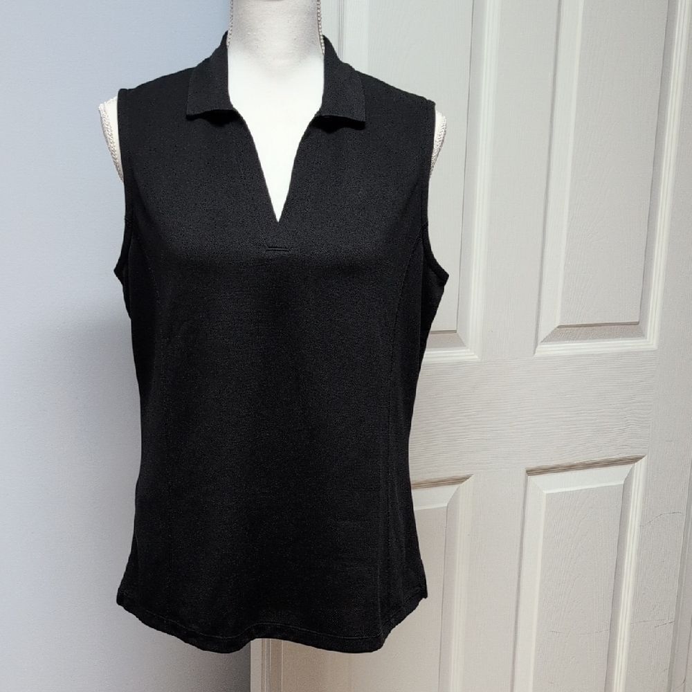 PGA Tour Airflux Black Sleeveless Polo Size L